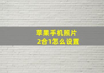 苹果手机照片2合1怎么设置