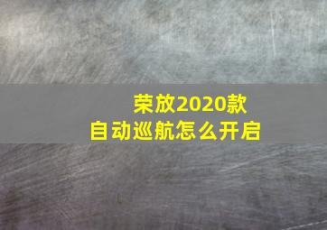 荣放2020款自动巡航怎么开启