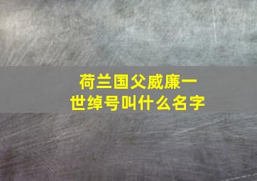 荷兰国父威廉一世绰号叫什么名字