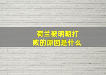 荷兰被明朝打败的原因是什么