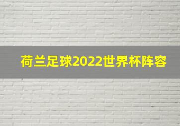 荷兰足球2022世界杯阵容