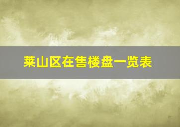 莱山区在售楼盘一览表