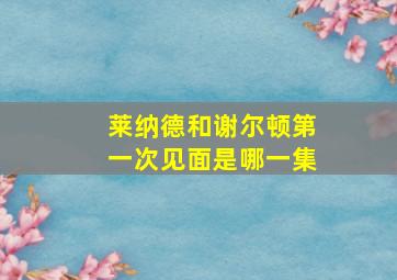 莱纳德和谢尔顿第一次见面是哪一集