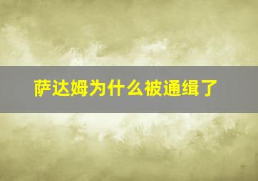 萨达姆为什么被通缉了