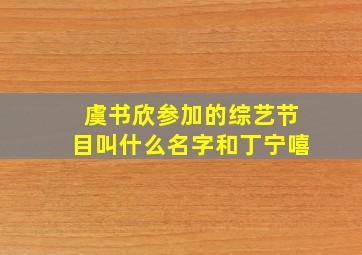 虞书欣参加的综艺节目叫什么名字和丁宁嘻