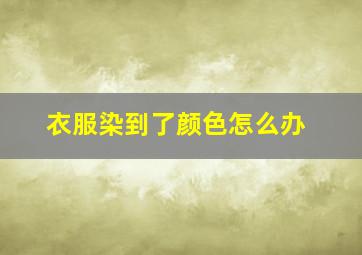 衣服染到了颜色怎么办