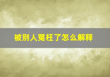 被别人冤枉了怎么解释