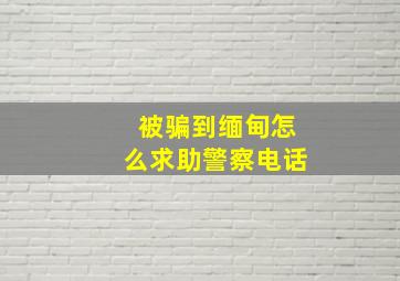 被骗到缅甸怎么求助警察电话