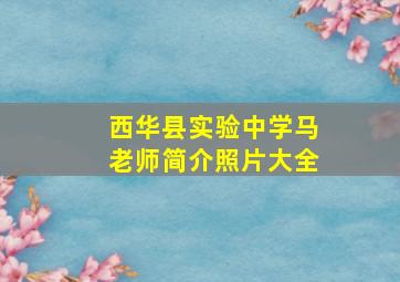 西华县实验中学马老师简介照片大全