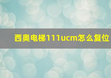 西奥电梯111ucm怎么复位