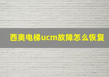 西奥电梯ucm故障怎么恢复