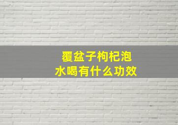 覆盆子枸杞泡水喝有什么功效