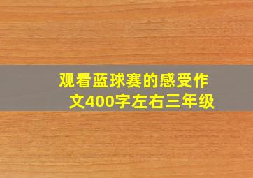 观看蓝球赛的感受作文400字左右三年级