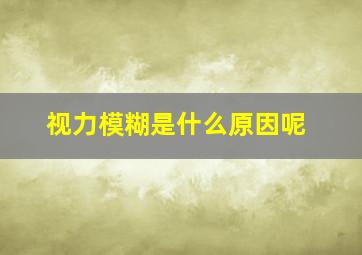 视力模糊是什么原因呢