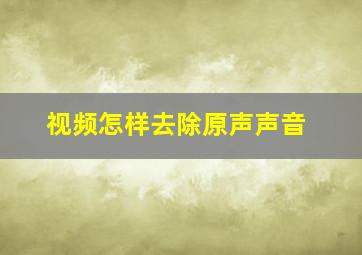 视频怎样去除原声声音