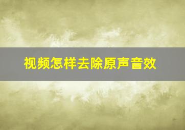 视频怎样去除原声音效