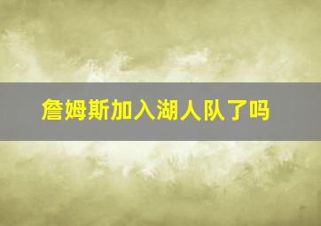 詹姆斯加入湖人队了吗