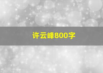 许云峰800字