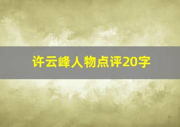 许云峰人物点评20字