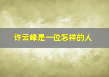 许云峰是一位怎样的人