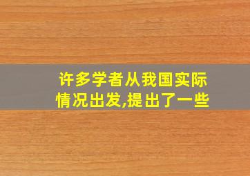 许多学者从我国实际情况出发,提出了一些