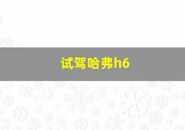 试驾哈弗h6