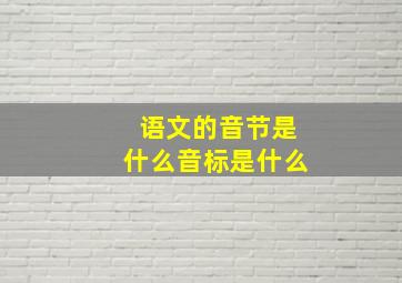 语文的音节是什么音标是什么