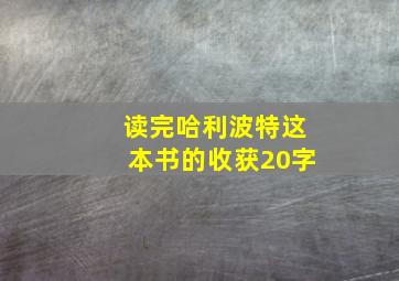 读完哈利波特这本书的收获20字