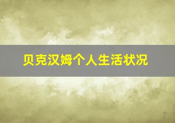 贝克汉姆个人生活状况