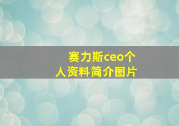 赛力斯ceo个人资料简介图片