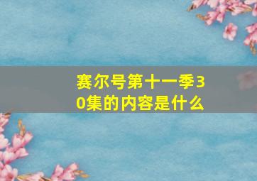 赛尔号第十一季30集的内容是什么