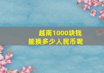 越南1000块钱能换多少人民币呢