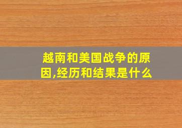 越南和美国战争的原因,经历和结果是什么