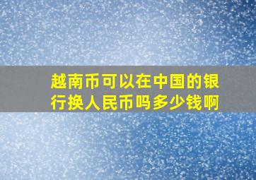 越南币可以在中国的银行换人民币吗多少钱啊