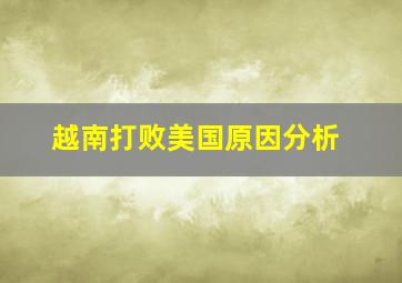 越南打败美国原因分析