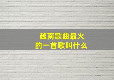 越南歌曲最火的一首歌叫什么