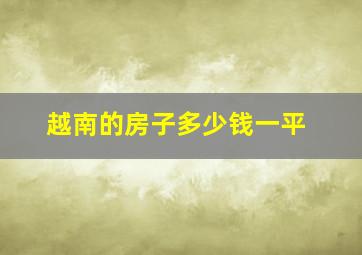 越南的房子多少钱一平