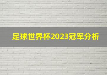 足球世界杯2023冠军分析