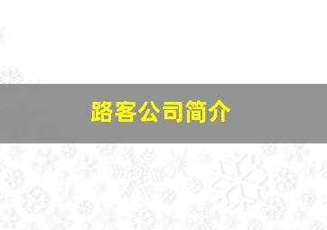 路客公司简介