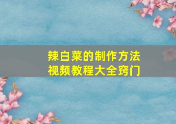 辣白菜的制作方法视频教程大全窍门