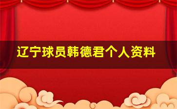 辽宁球员韩德君个人资料