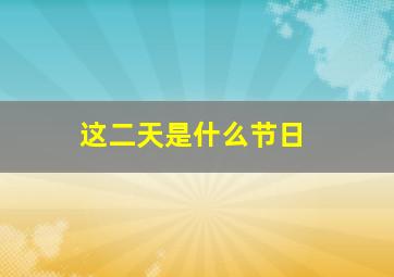 这二天是什么节日