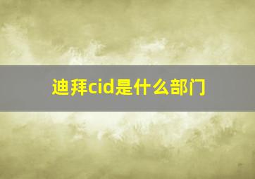 迪拜cid是什么部门