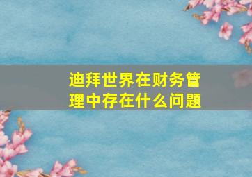 迪拜世界在财务管理中存在什么问题