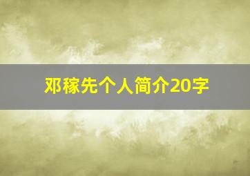 邓稼先个人简介20字