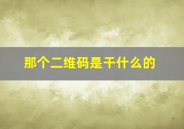 那个二维码是干什么的