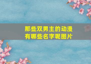 那些双男主的动漫有哪些名字呢图片