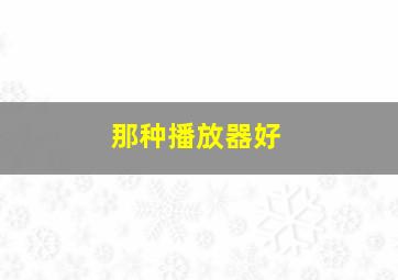 那种播放器好