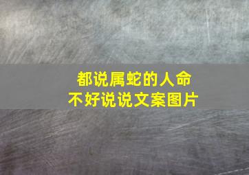 都说属蛇的人命不好说说文案图片