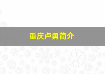 重庆卢勇简介